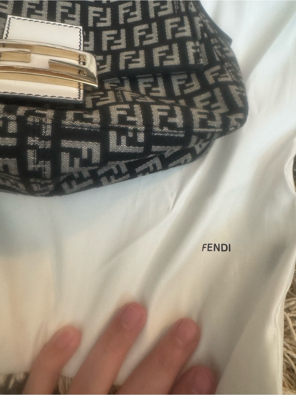 Fendi Black and White Monogram Baguette with Gold Hardware - Picture 5 of 5